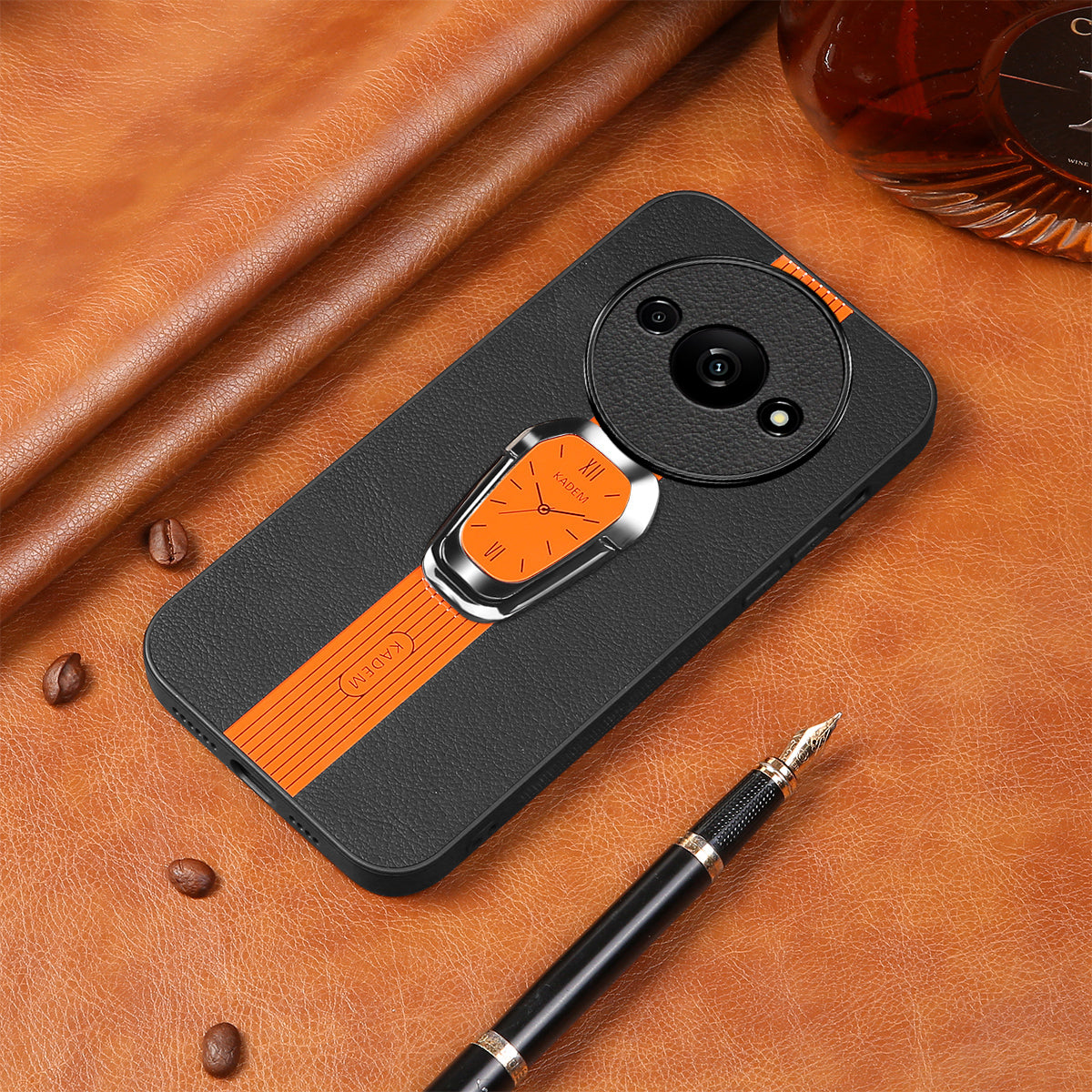 KADEM For Xiaomi Redmi A3 / Poco C61 4G Case Kickstand Leather Coated TPU+Acrylic Phone Back Protector KADEM For Xiaomi Redmi A3 / Poco C61 4G Case Kickstand Leather Coated TPU+Acrylic Phone Back Protector